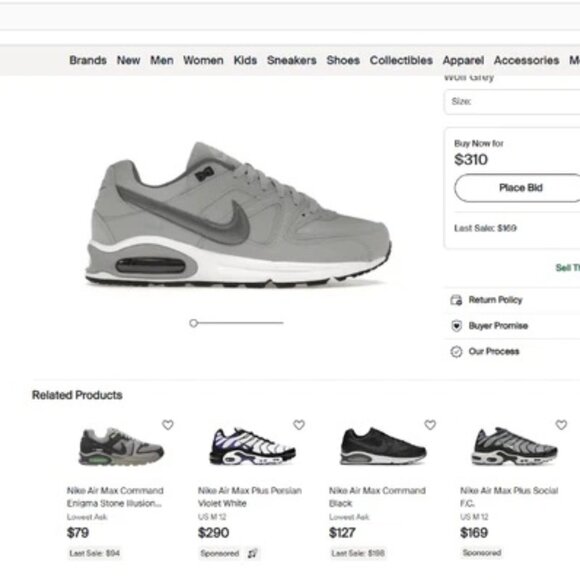 2019 version Nike Air Command Running Shoes Gray/Black Leather Men's Size 12 - Picture 2 of 10